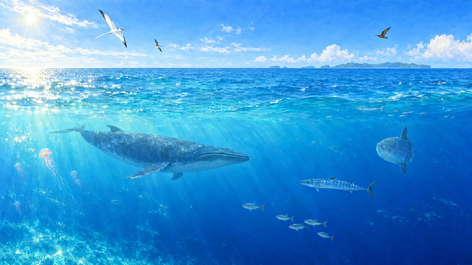 Open ocean at midday