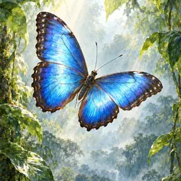 Chân dung Bướm morpho xanh